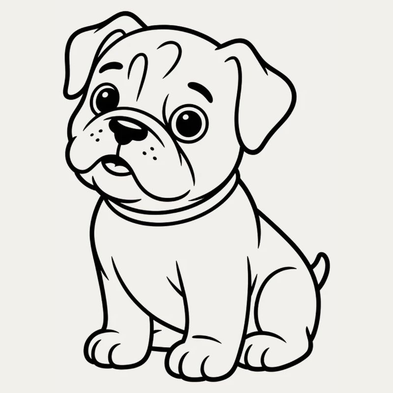 Pug Contour Drawing: Cute Snout