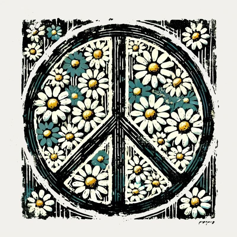Daisy Peace Floral Emblem