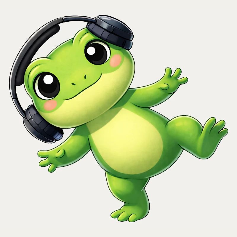 Crapaud grenouille mignon avec une technologie de danse casque