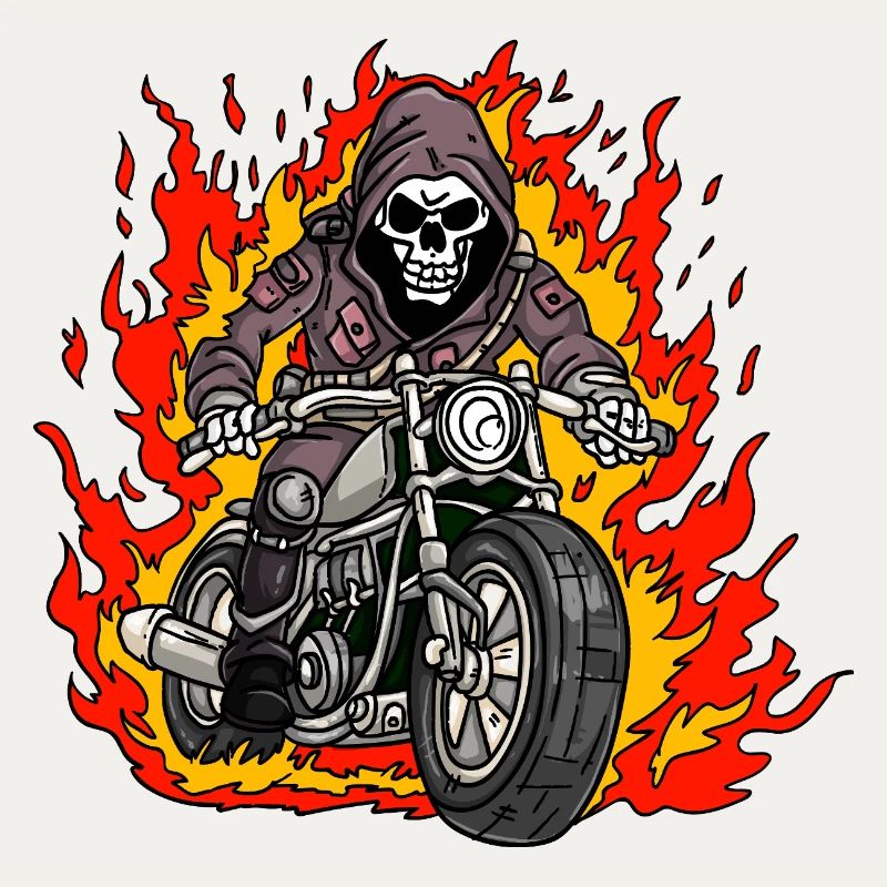 Skeleton Motorcycle Flames
