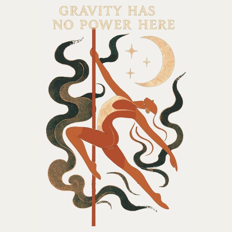 Schwebende Pole-Dance-Frau – Gravity has no power
