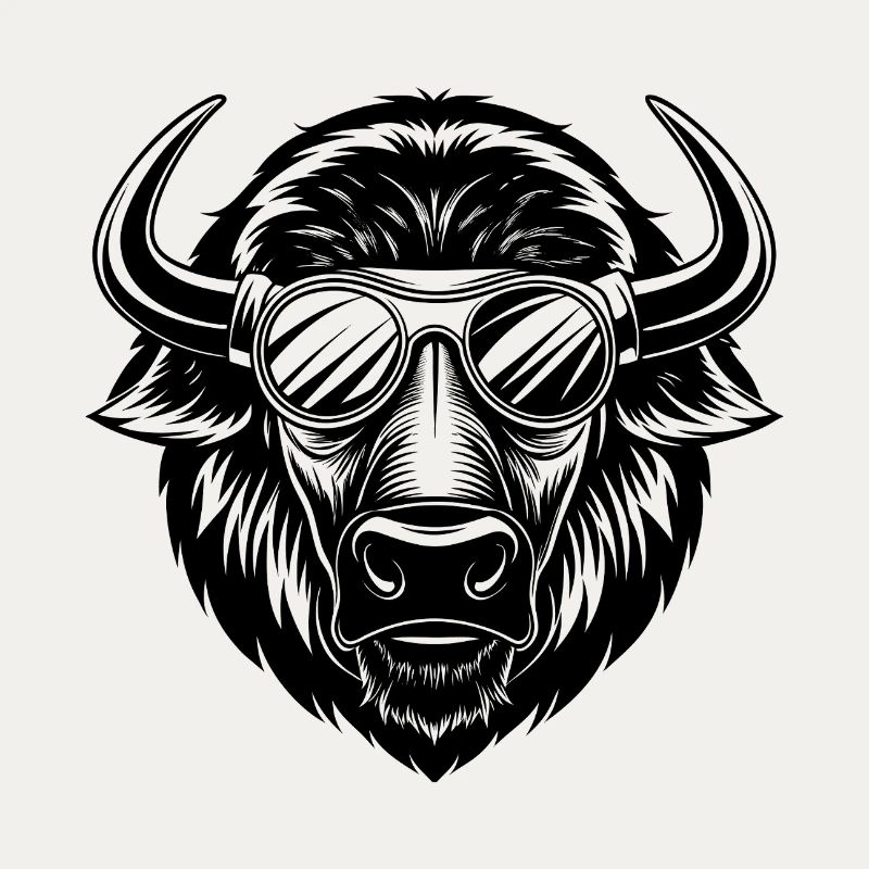 Bison head with sunglasses