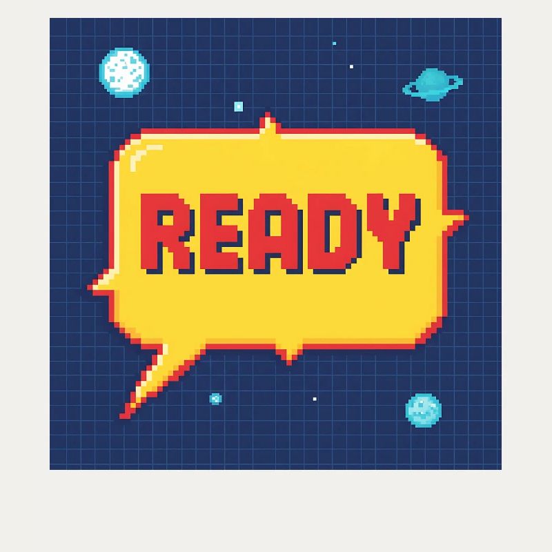 Ready Pixel Speech Bubble in Space