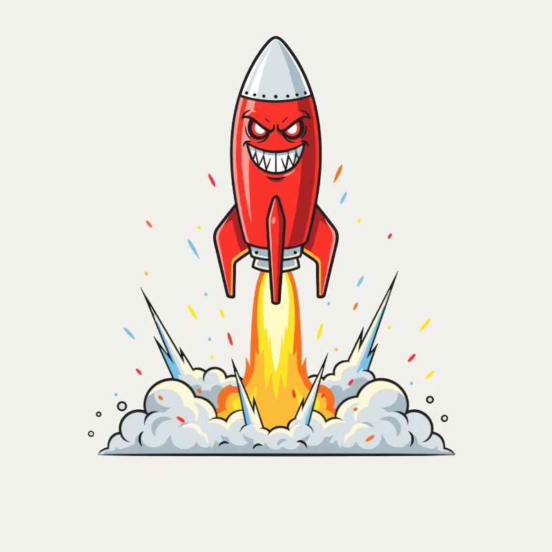 Wütender Raketen-Comic-Charakter