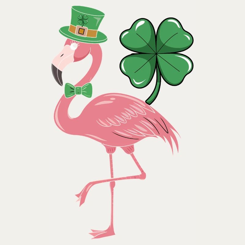 Flamant rose dans le style trèfle
