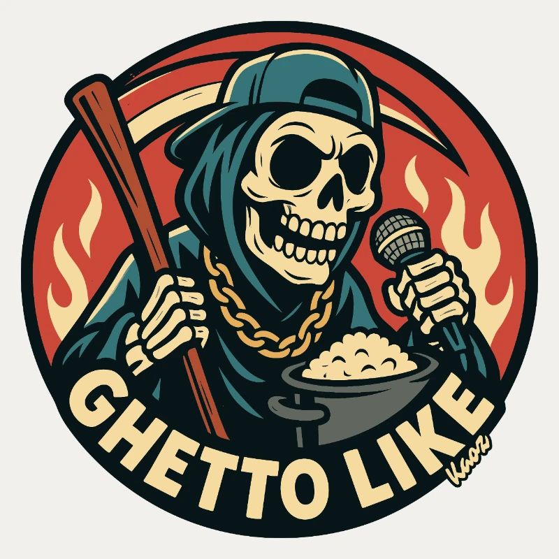 Squelette avec micro et style ghetto