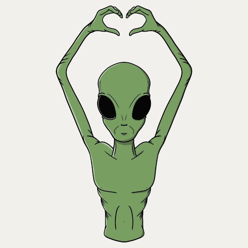 Alien-Herz-Pose