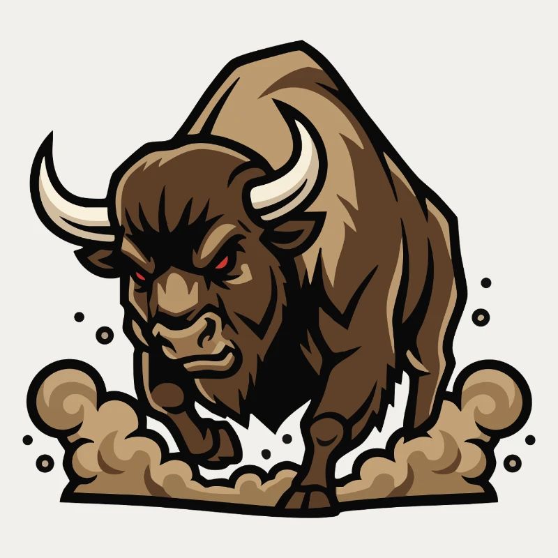 Wild Bison Charge Maskottchen Buffalo