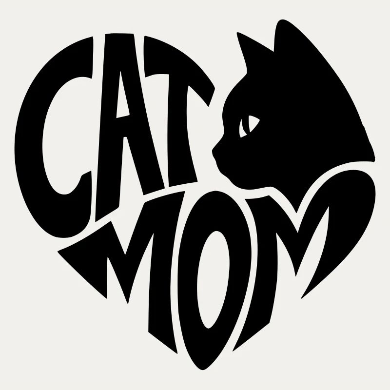 Cat Mom, Katzenmama Herz mit schwarzer Katze