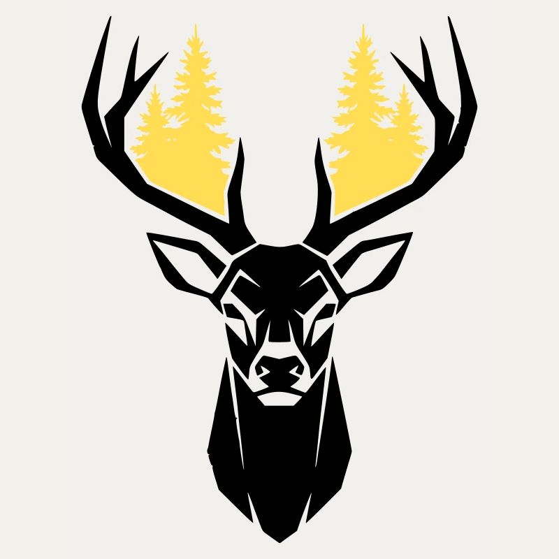 Deer Head Forest Silhouette