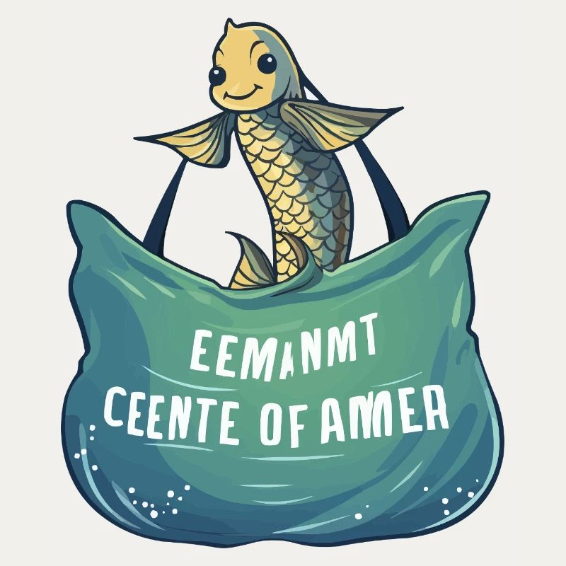 Poisson de mer joyeux avec bannière de vagues