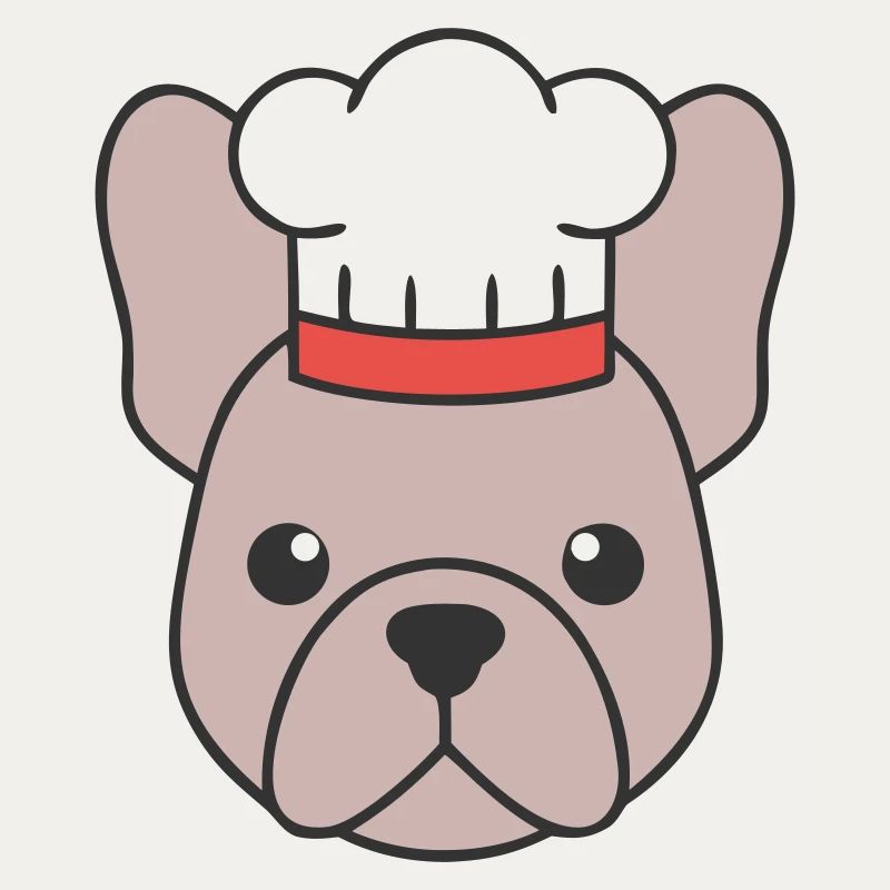 Frenchie Chef Hat Head Logo