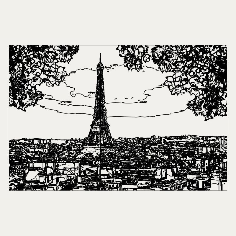 Eiffel Tower Line Drawing