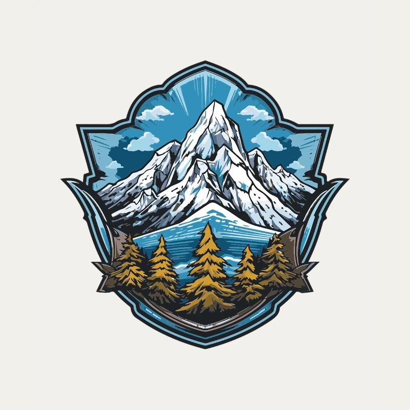 Alpine Summit Lake Landscape Badge