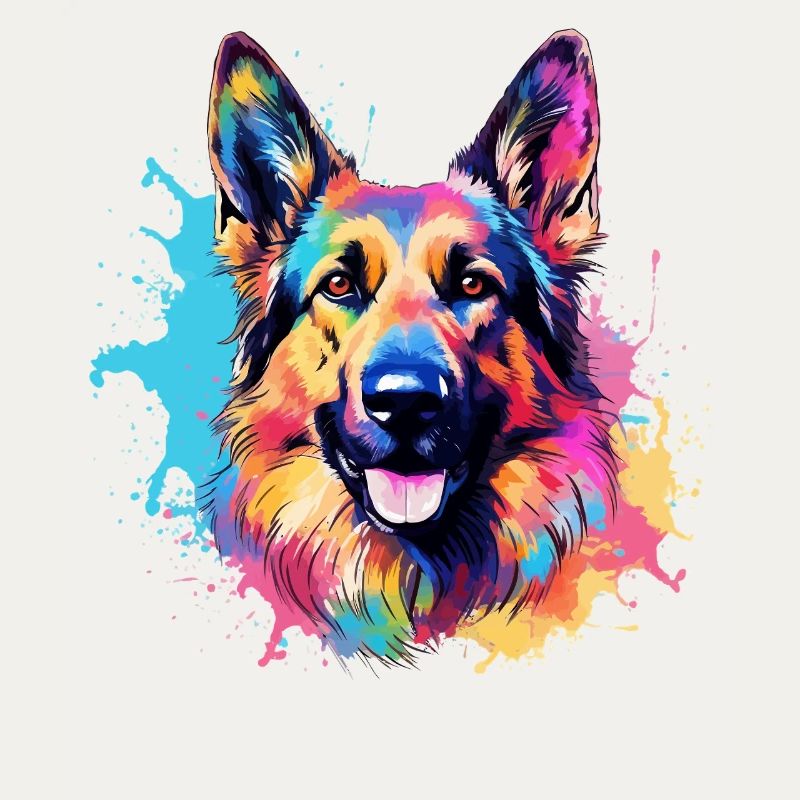Bunte Hunde-Splash-Art Deutscher Schäferhund