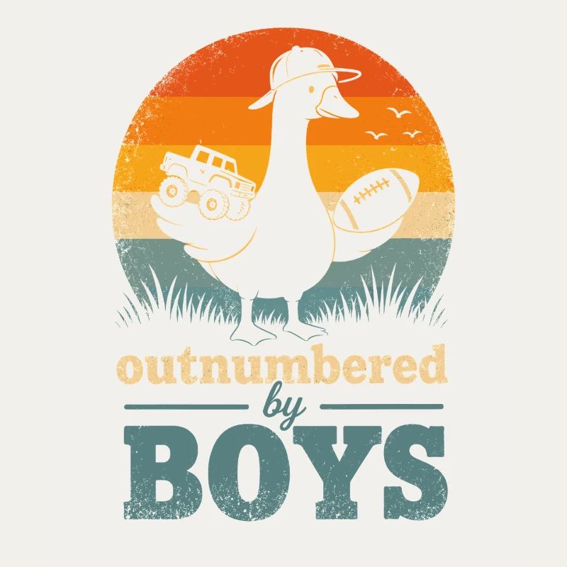 Outnumbered by Boys Retro Duck