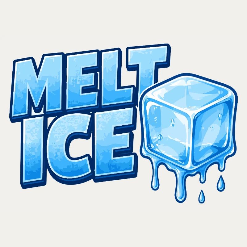 Melt Eis Eiswürfel Typo
