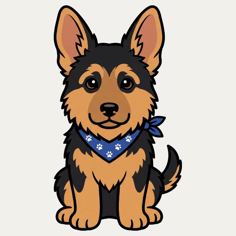 Süßer Schäferhund Welpe mit Halstuch
