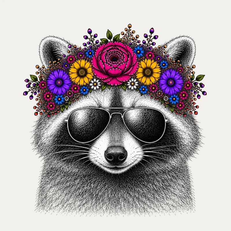 Waschbär Blütenkrone Sonnenbrille