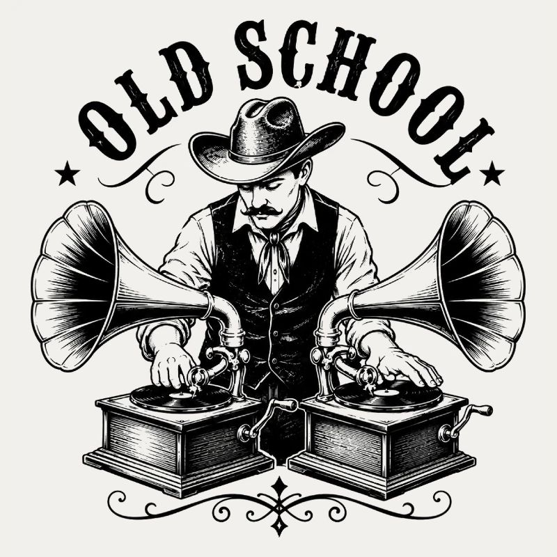 Old School DJ mit Grammophon
