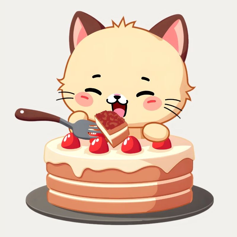 Cat eats cake