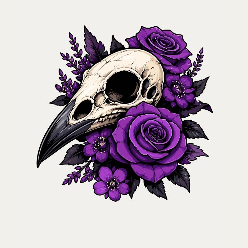 Violet Skull Roses Design