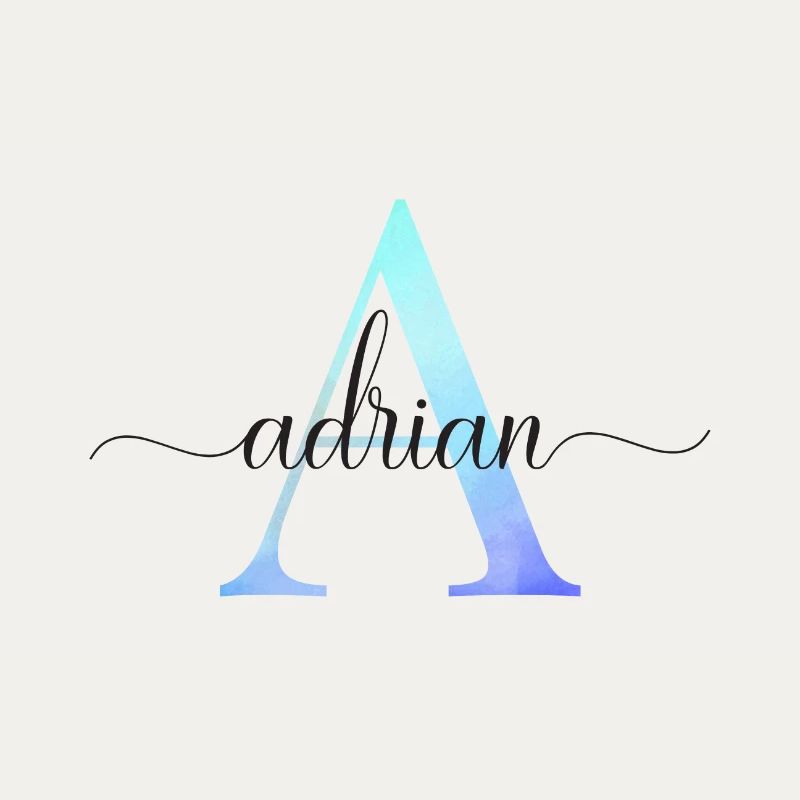 A| Monogramme | Nom | Adrien | Aquarelle