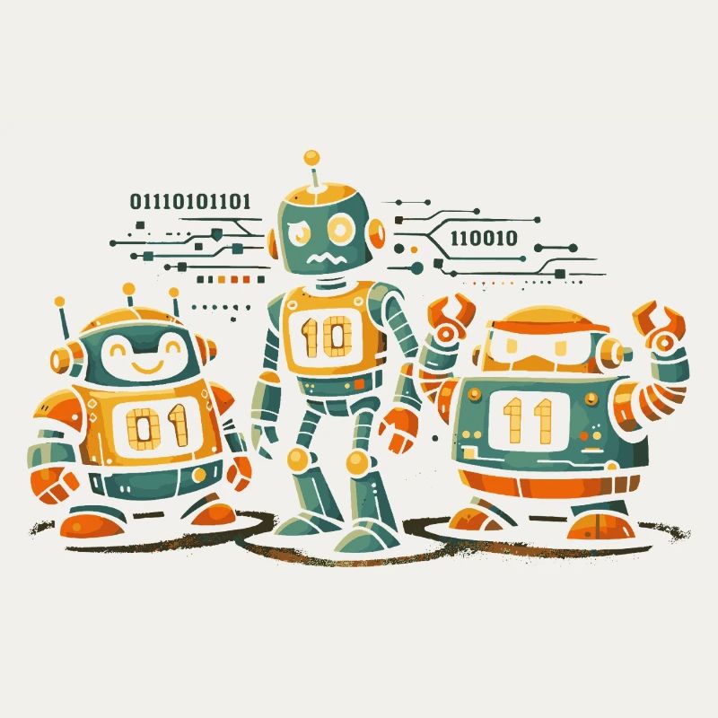 Robots Geek Code Binaire Informatique IT