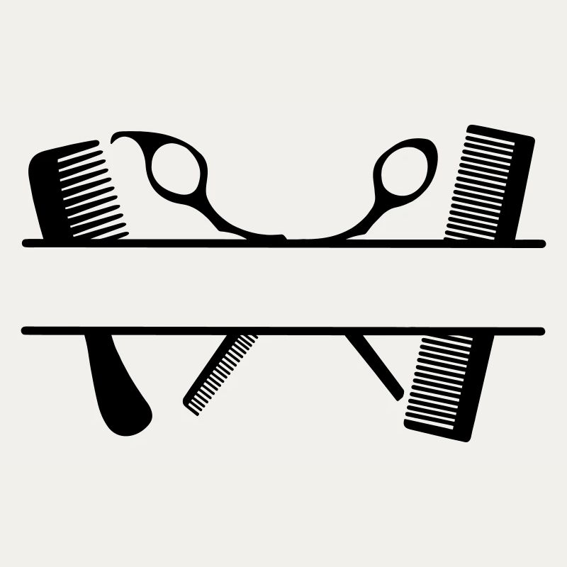 Bannière de texte à deux peignes et ciseaux