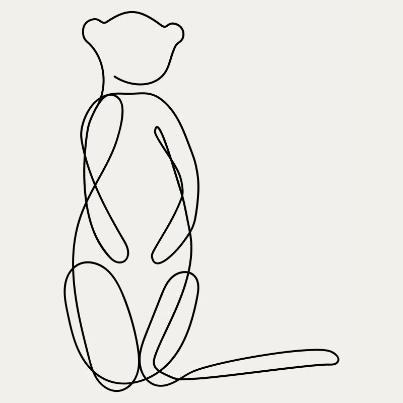 Erdmännchen One Line Art Motiv
