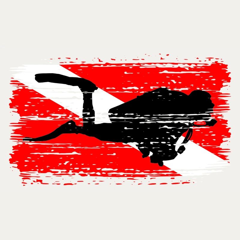Silhouette de plongée sur drapeau rouge