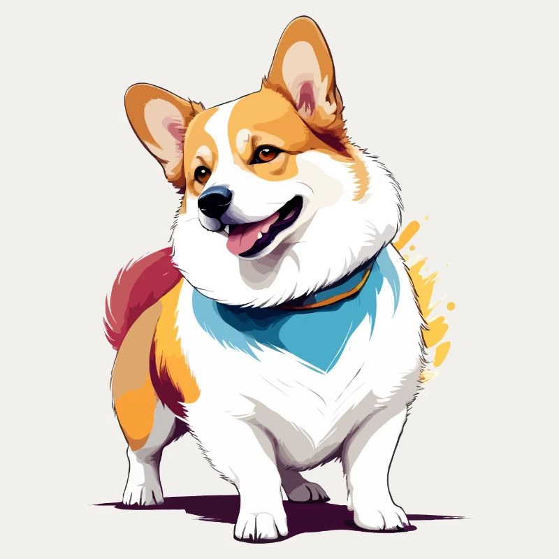Corgi Vektor Kunst mit lebendiger Farbillustration