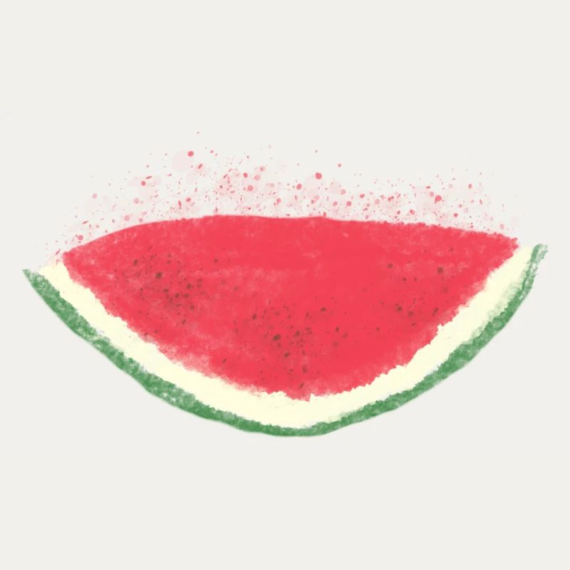Melon, pastèque, aquarelle