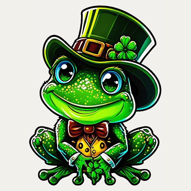 Cheerful frog with St Patrick Day top hat