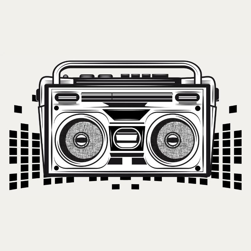 Cassette recorder in 80s stencil look