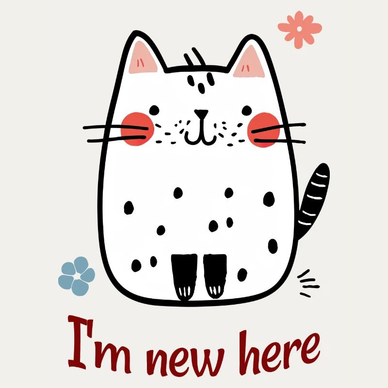 süße gefleckte katze illustration mit ich bin neu hier te