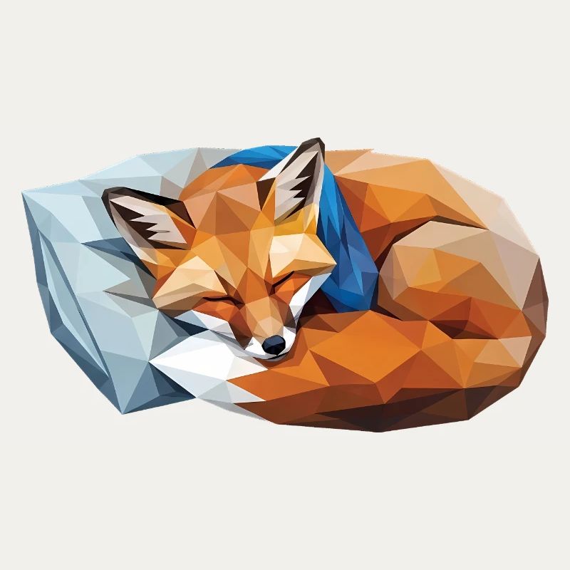 Schlafender Fuchs im Polygonstil