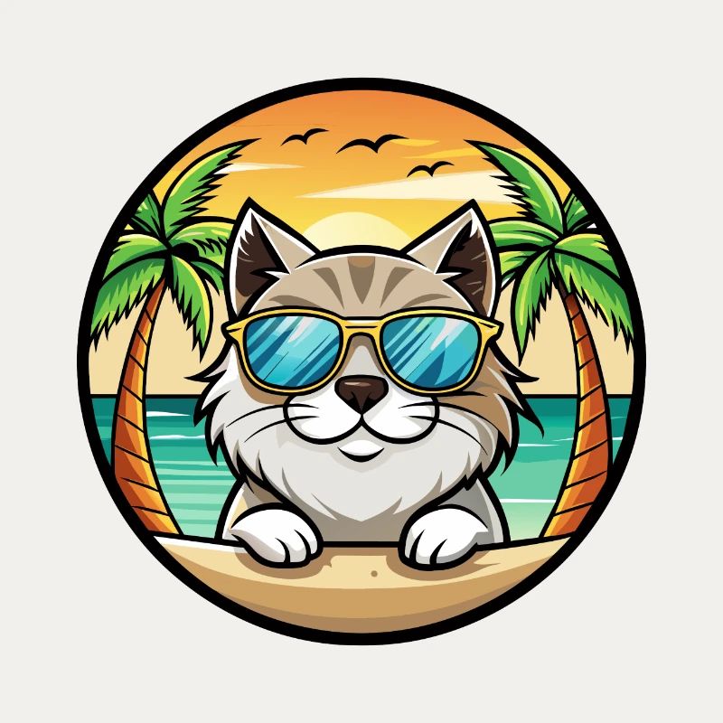 Himalayan Cat Breed Cartoon Sunglasses Beach