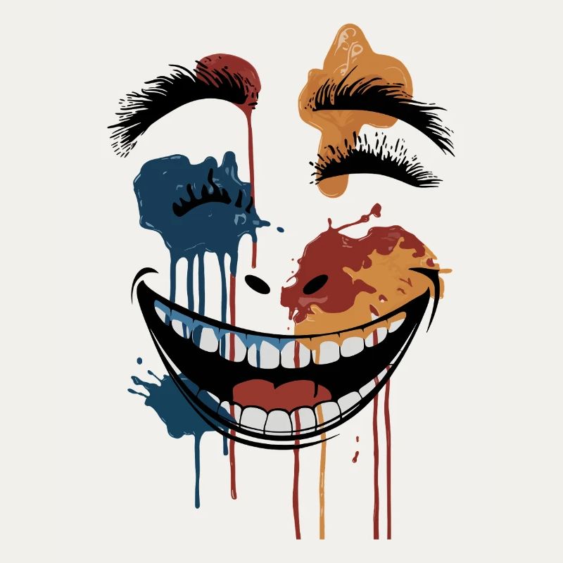 Psychedelic Dripping Skull Face – Abstract Horror