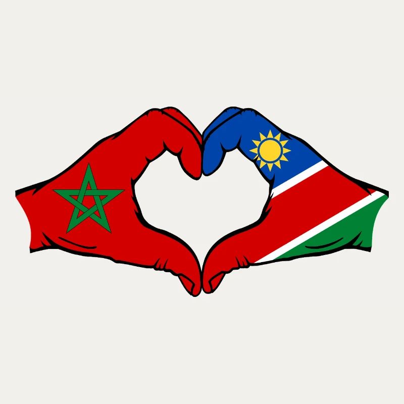 Morocco Namibia Flag Hands Heart Shape