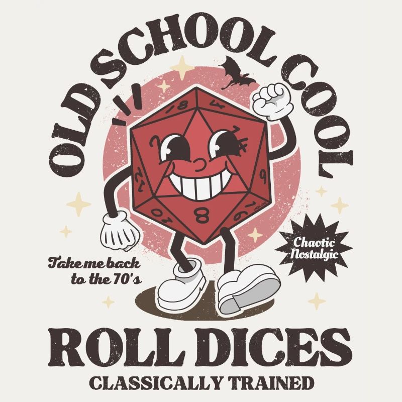 Dungeons - Old school roll dragons dices retro D20