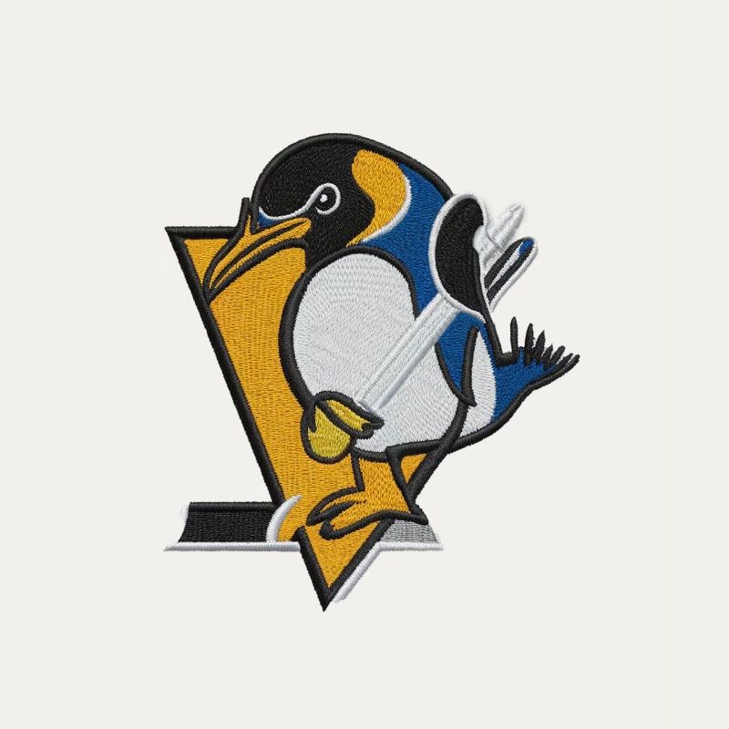 Penguin embroidered with thread