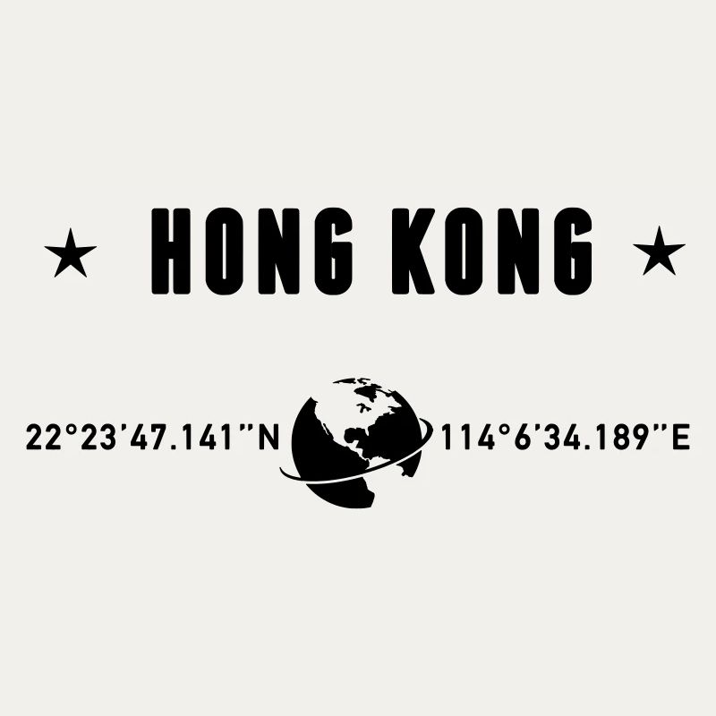 Hong Kong Coordinates Black Typography