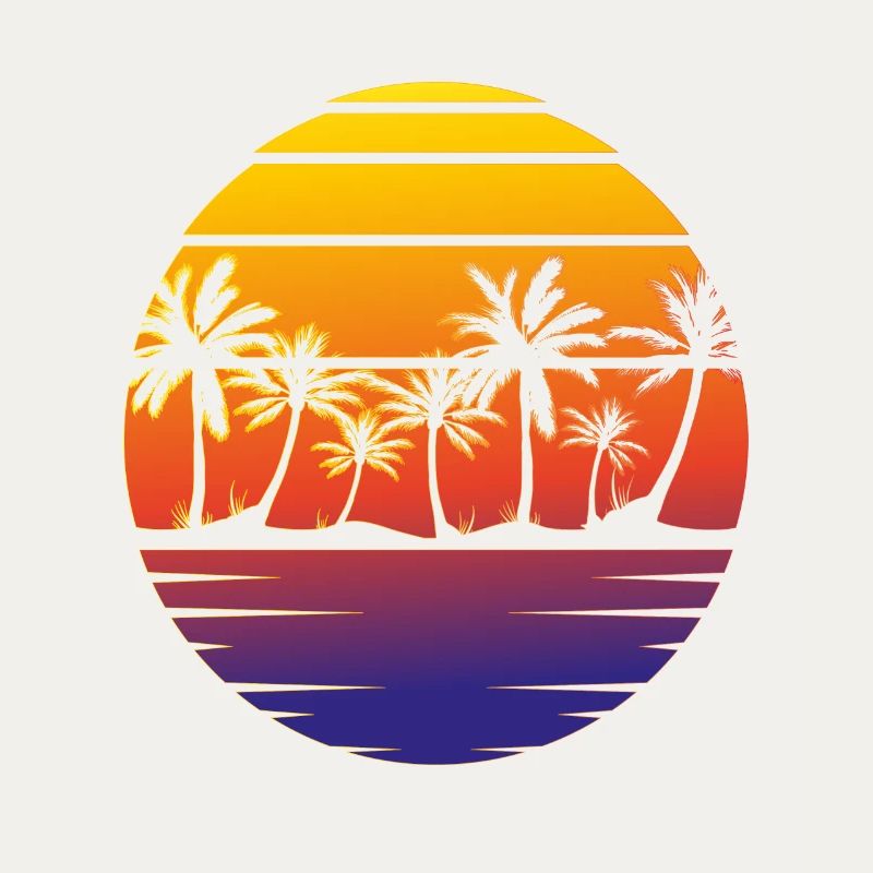 Summer beach palm trees