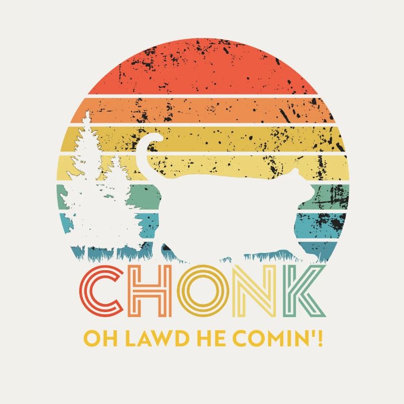 Retro coucher de soleil chat Chonk chubby chat