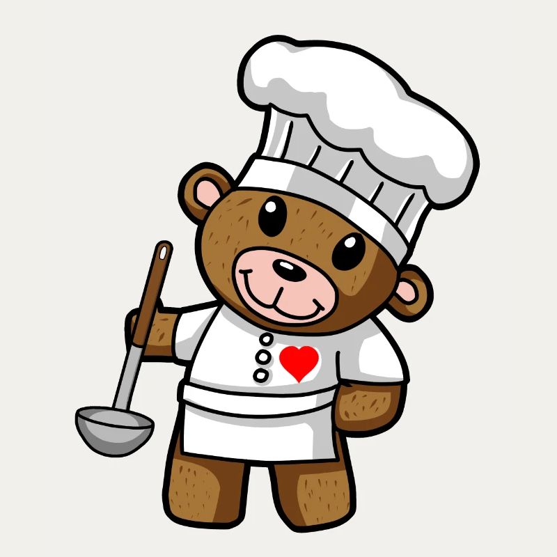 Teddy Bear Chef Chef Hat Trowel Soups Kitchen