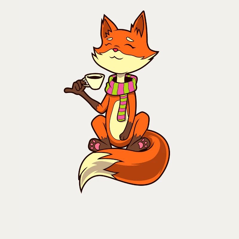 Fox drinks coffee - coffee drinker