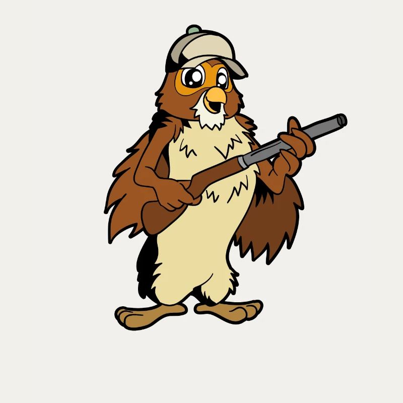 Eule mit Gewehr - Jäger