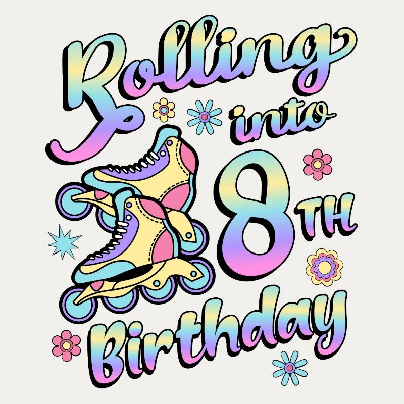 Rolling Into 8th Birthday Roller Skater Inline
