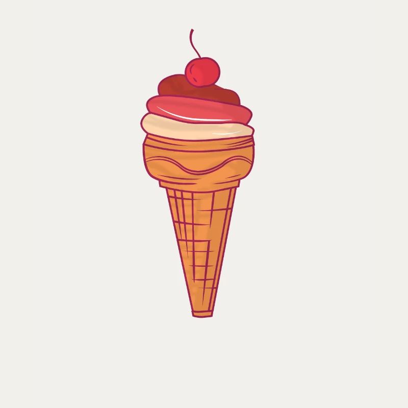 Eis Mit Kirsche In Einer Waffel